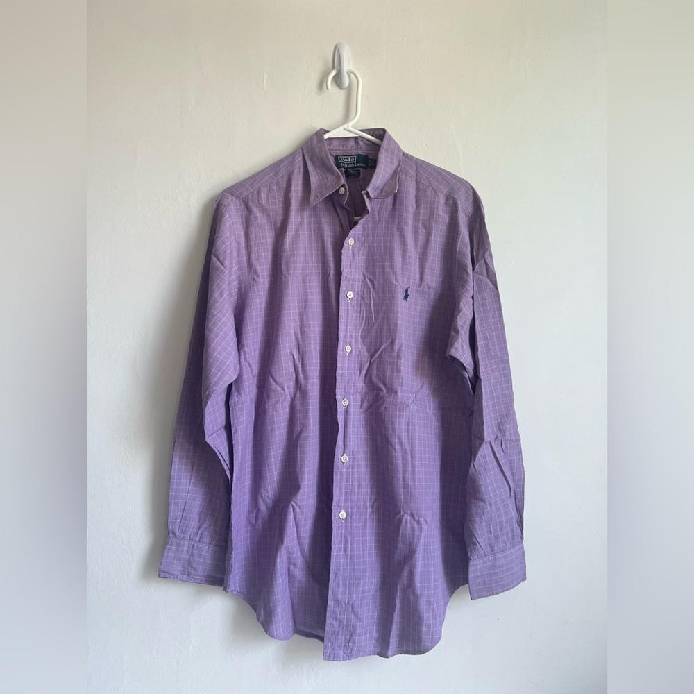 15 1/2 31/33 Polo Ralph Lauren purple long sleeve button up shirt Andrew cotton
